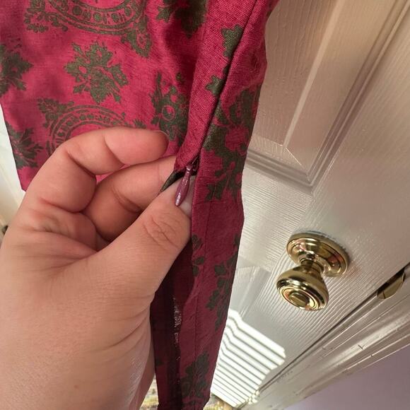 Tracy Porter Women’s Boho Brocade Tunic Top Burgundy Gold Size M Embellished - Picture 7 of 8